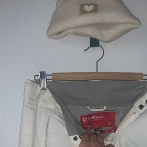 O'Neill White Ski Pants with Gray Waistband